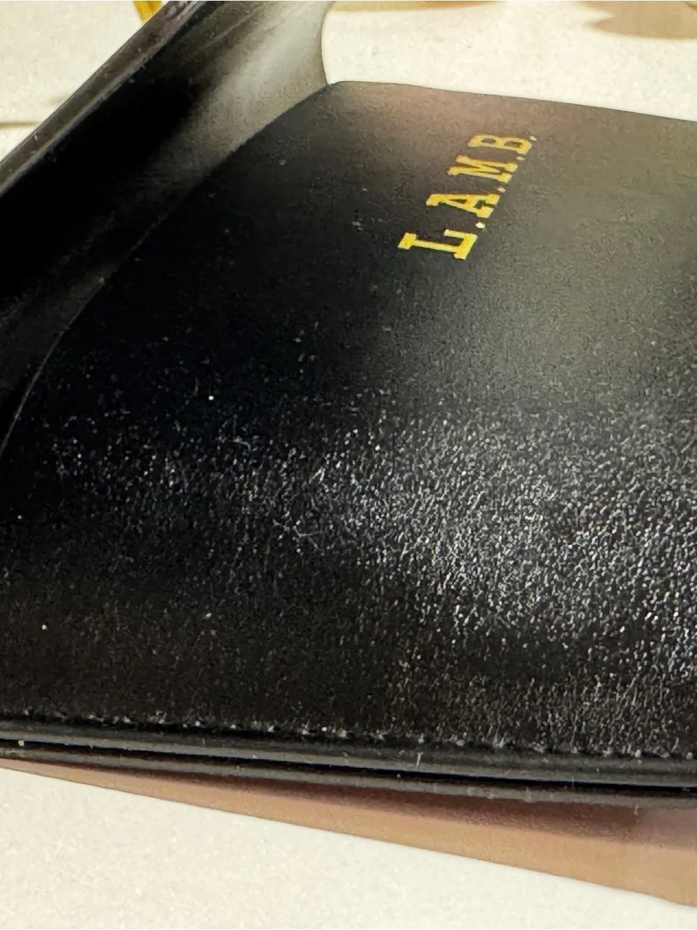 L.A.M.B. Black Embossed Leather Flap Sunglasses Case